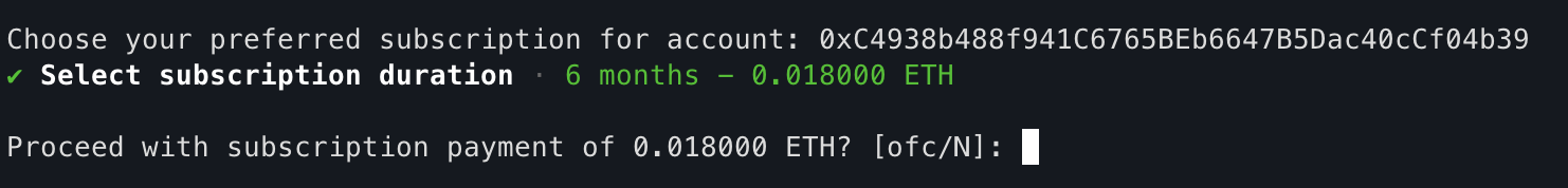 Selection Confirmation